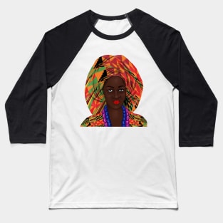 African Woman Kente Pattern Baseball T-Shirt